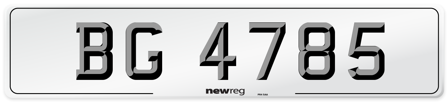 BG 4785 Number Plate from New Reg